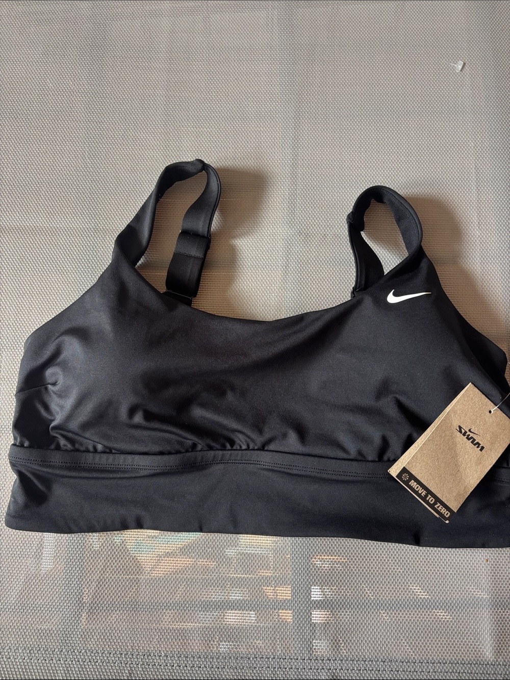 Nike Black swim bikini top with White Swoosh SZ XL NWT